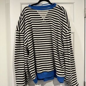 Free People Classic Striped Oversized Crewneck